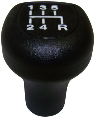 Crown 53000605 Shift Knob - Black, leather, Round, Direct Fit