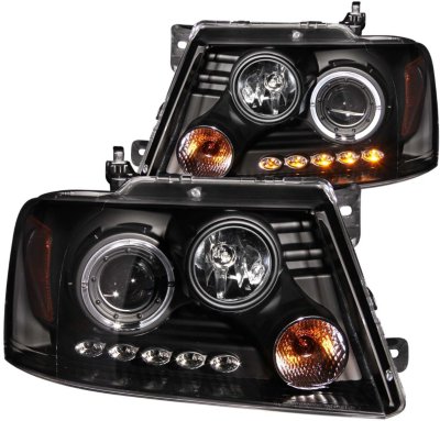 Anzo A1R111028 Halo Projector Headlight - Clear Lens; Black Interior, Composite, DOT, SAE compliant, Direct Fit