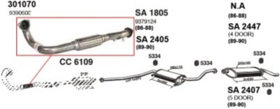Ansa ANSA301070 Exhaust Pipe - OE, Natural, Aluminized Steel, Front-Pipe, Direct Fit