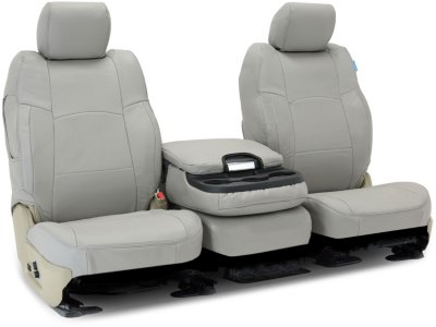 Coverking C37CSC1L3RM1080 Genuine Leather Seat Cover - Gray, Genuine Leather, Solid, Direct Fit