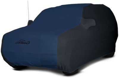 Coverking C37CVC2SS292PN7371 Satin Stretch 2-Tone Car Cover - Black sides and blue insert, Satin with lycra yarns, Indoor, Direct Fit