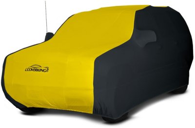 Coverking C37CVC2SS293PR7072 Satin Stretch 2-Tone Car Cover - Black sides and yellow insert, Satin with lycra yarns, Indoor, Direct Fit