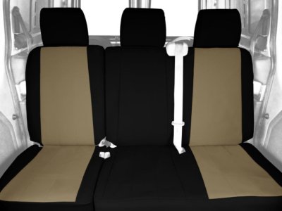CalTrend CALNS14806DD Dura-Plus Seat Cover - Black sides and beige insert, Cordura Canvas, 2-tone, Direct Fit