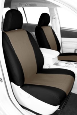 CalTrend CALPR11306LB I Can't Believe It's Not Leather Seat Cover - Black sides and beige insert, Synthetic leather, 2-tone, Direct Fit