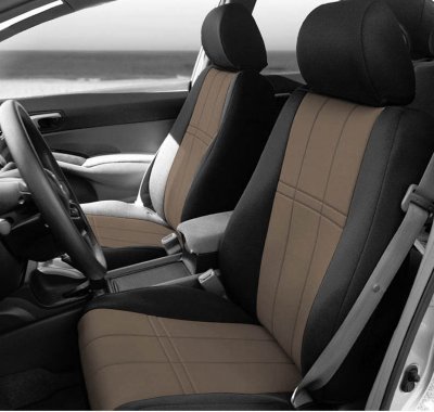 CalTrend CALSU10806NN Neosupreme Seat Cover - Black sides and beige insert, Neosupreme, Solid, Direct Fit