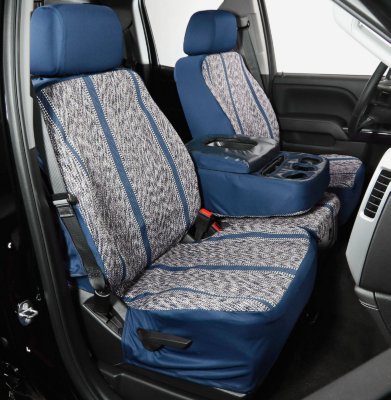 Elegant USA EUSS02909003 Saddle Blanket Seat Cover - Blue, Olefin, 3-tone, Direct Fit