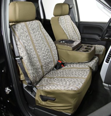 Elegant USA EUSS02909009 Saddle Blanket Seat Cover - Tan, Olefin, 3-tone, Direct Fit