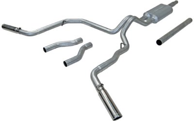 Flowmaster F1317471 American Thunder Exhaust System - 2.5 in. Main Piping Diameter, Dual, Dual Rear, Side Exit, Natural, Aluminized Steel