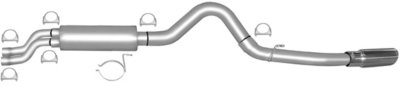 Gibson G27315547 Swept Side Exhaust System - 4 in. Main Piping Diameter, Single, Behind Rear Tire, Natural, Aluminized Steel