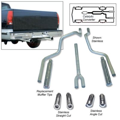 Heartthrob Exhaust HEA1005060 Deep Tone Dual Exhaust System - 2.25 in. Main Piping Diameter, Dual, Split Rear, Natural, Aluminized Steel, 49-State Legal - no CA shipments