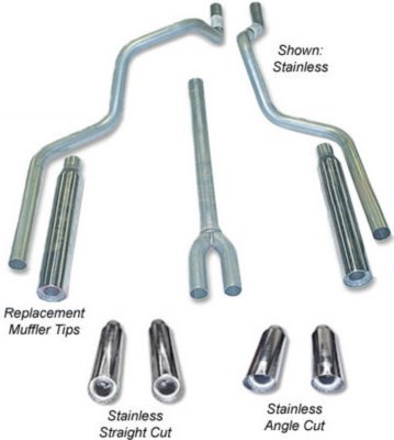 Heartthrob Exhaust HEA1005720 Deep Tone Dual Exhaust System - 2.25 in. Main Piping Diameter, Dual, Split Rear, Natural, Aluminized Steel, 49-State Legal - no CA shipments