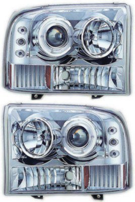 IPCW I11CWS500C2 Projector Halo Headlight - Clear Lens; Chrome Interior, Composite, DOT, SAE compliant, Direct Fit