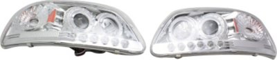 IPCW I11CWS541C2 Projector Halo Headlight - Clear Lens; Chrome Interior, Composite, DOT, SAE compliant, Direct Fit