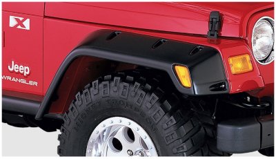 Bushwacker L221090807 Pocket Style for Jeep Fender Flares - Black, Dura-Flex(R) 2000 TPO, Pocket Style (Rugged Bolt-On Look), Direct Fit
