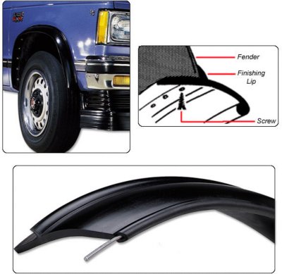 Pacer P6252105 Flexy flare Fender Flares - Black, Rubber, Extended Coverage (No Cutting Required), Direct Fit