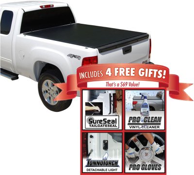 Tonno Pro TONLR1010 LoRoll Tonneau Cover - Powdercoated Black, Roll-up, Soft Cover, Direct Fit